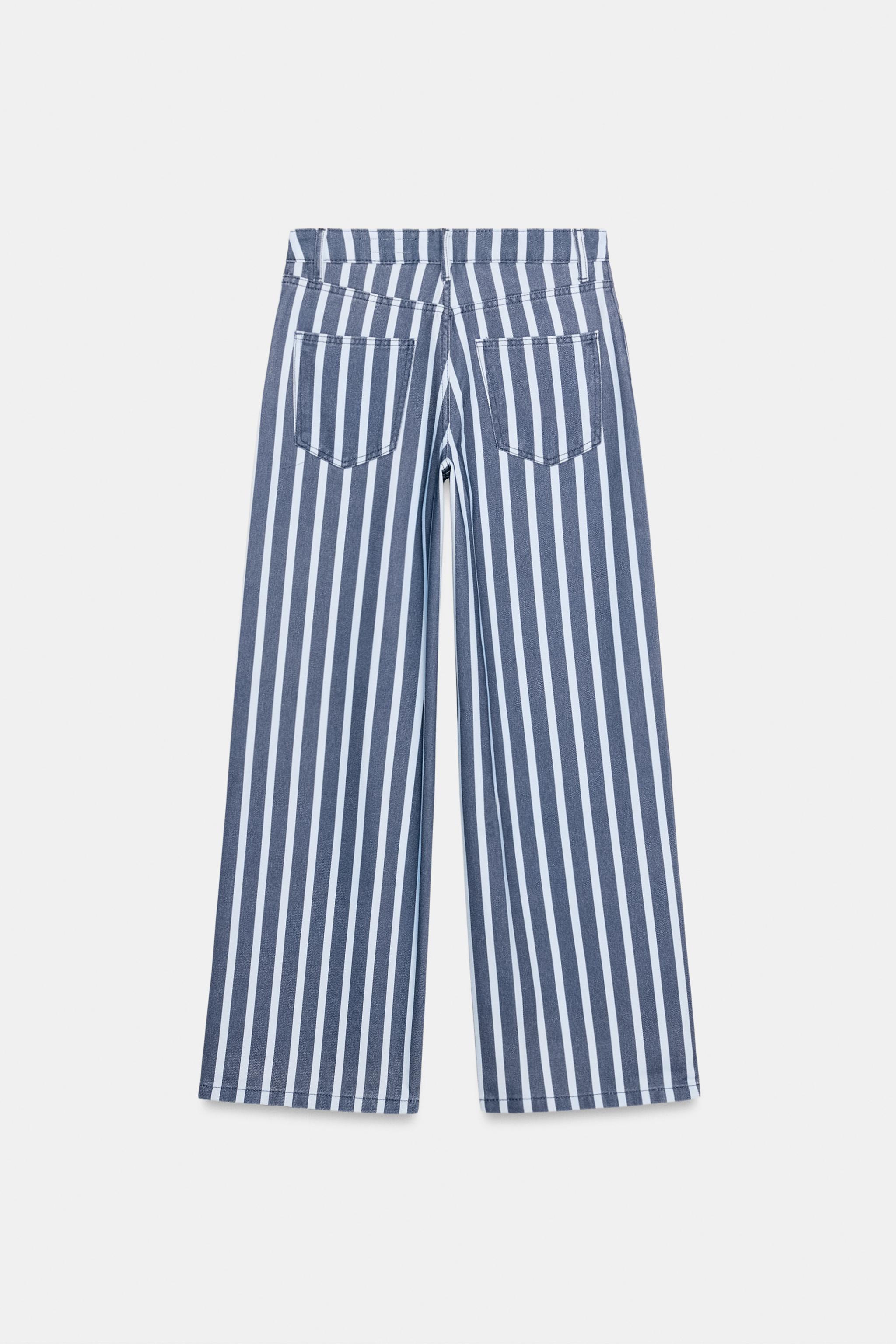 ZW COLLECTION MID-RISE STRIPED LOOSE FIT JEANS
